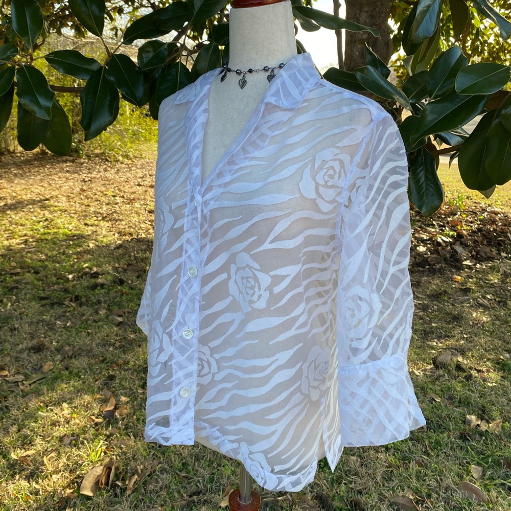 Sheer Zebra and Rose Print Top